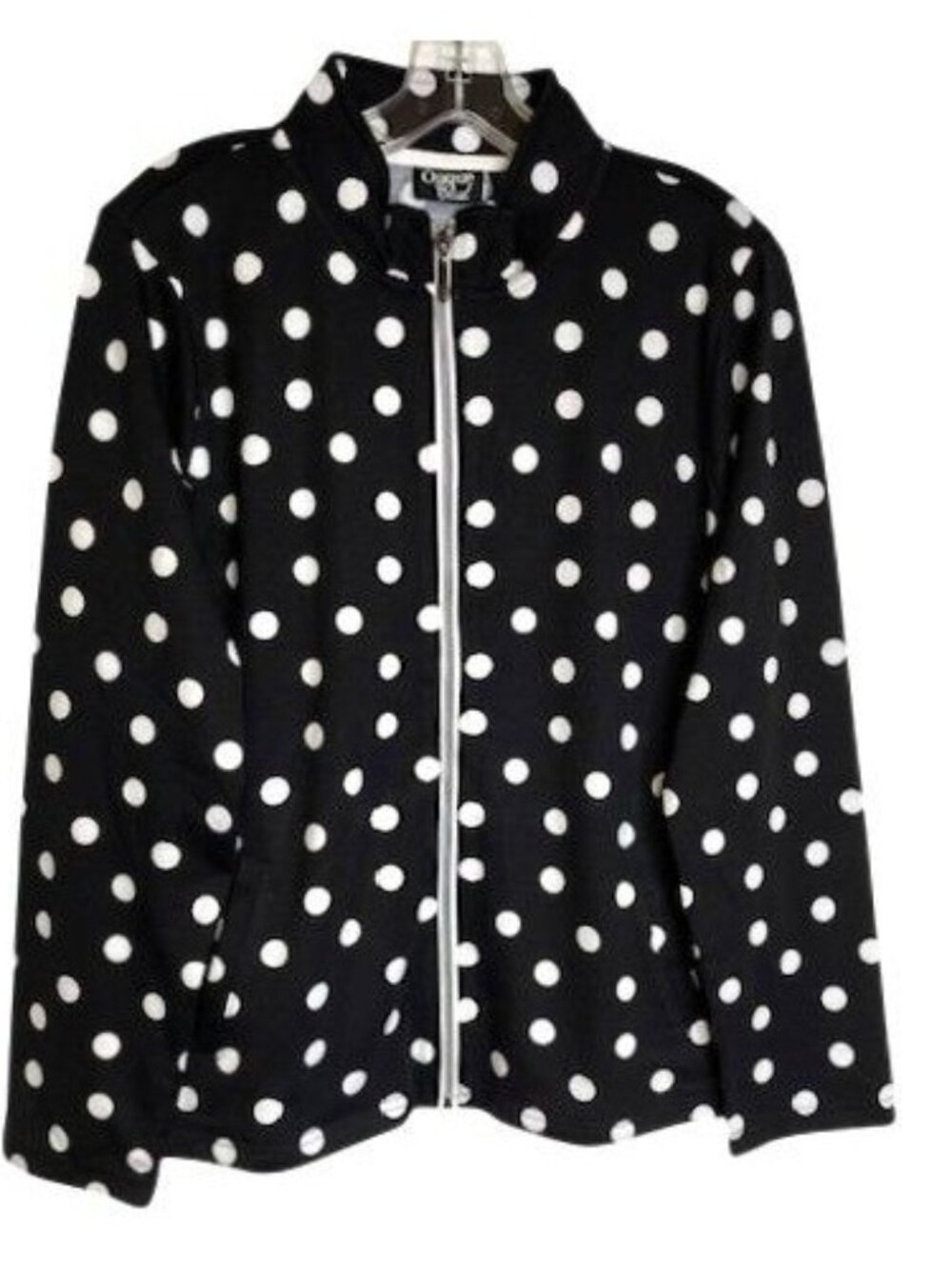 Onque Casual Polka Dot Zip Jacket LARGE